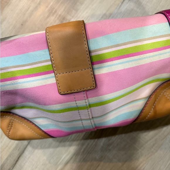 Coach Pink and Tan Striped Hobo Bag - Picture 3 of 4